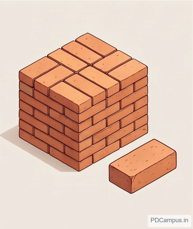 Illustration of stacked baked bricks